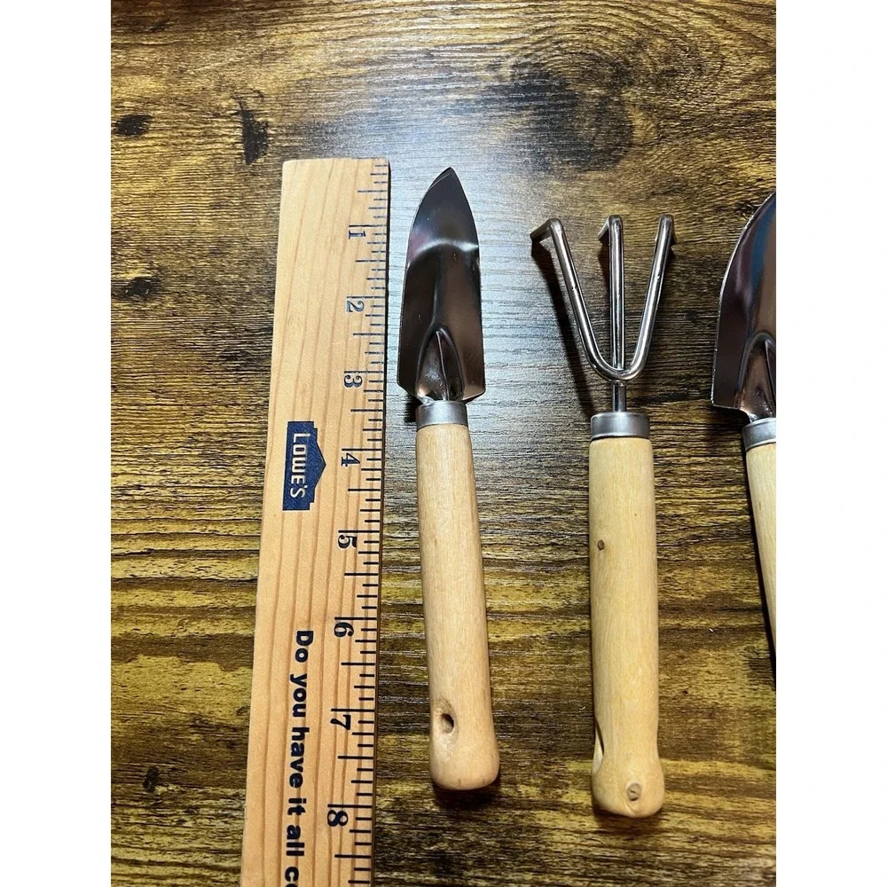 Porch Goose Accessory 3 Pcs Mini Garden Tool Set Metal & Wood Summer Decor